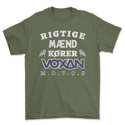Voxan Rigtige Mænd Kører - Unisex T-Shirt , Bomuld-Beklædning-Voxan-Grøn Militær-S-Forside-Garage Culture Shop- garage - man cave - merchandise