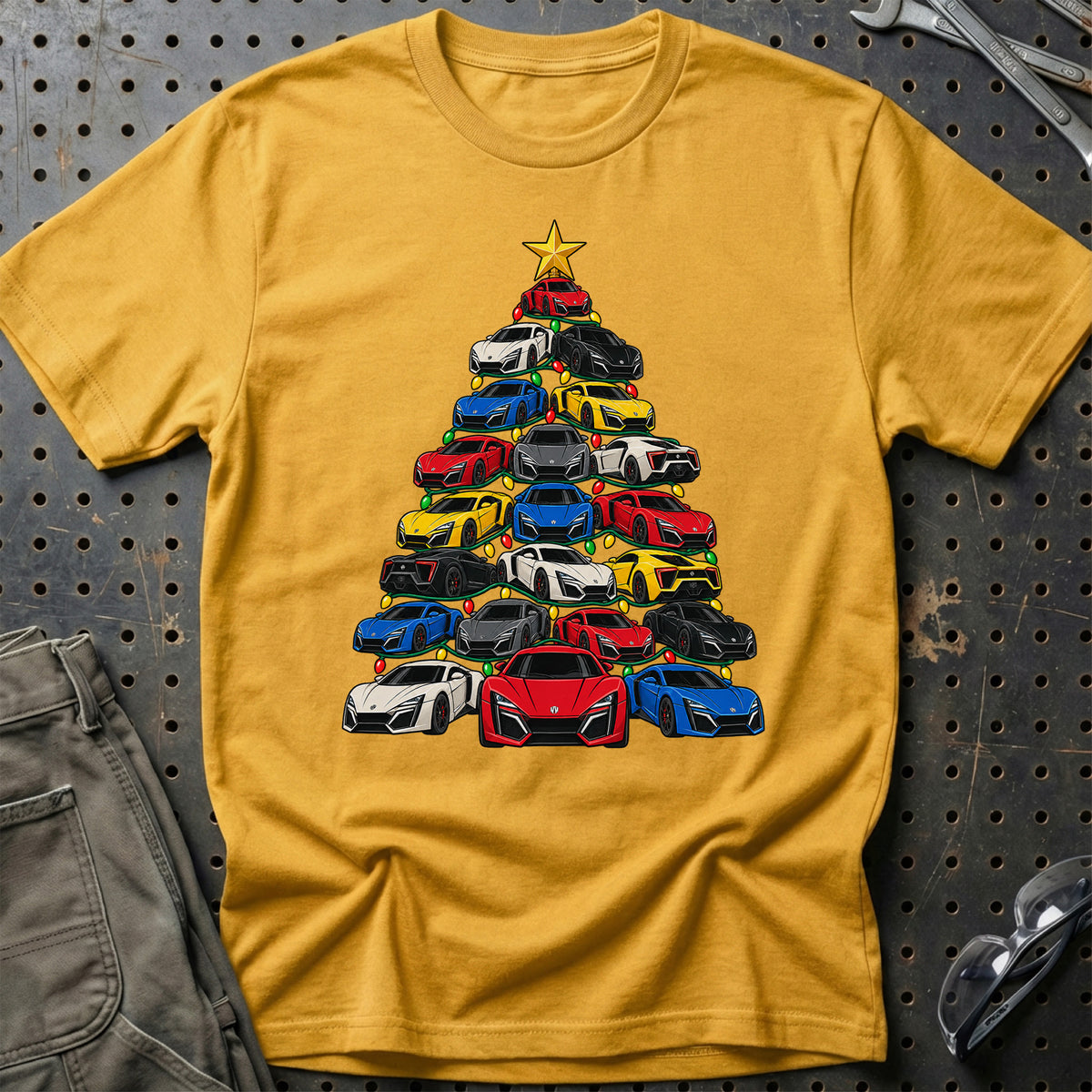 
W Motors Juletræ Christmas Tree Unisex T-Shirt – Guld – print foran