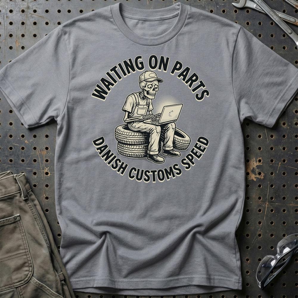 Waiting on Parts - Danish Garage Life T-Shirt-Beklædning-Garage Culture-Grå Sport-S-Garage Culture Shop- garage - man cave - merchandise