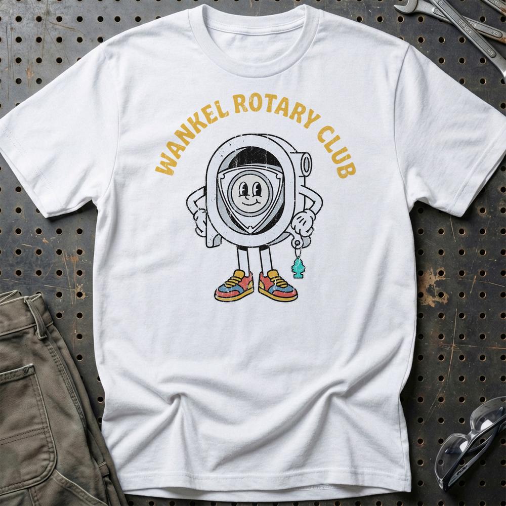 Wankel Rotary Club - Oldschool Mascot Rotary Engine T-Shirt-Beklædning-Garage Culture-Hvid-S-Garage Culture Shop- garage - man cave - merchandise