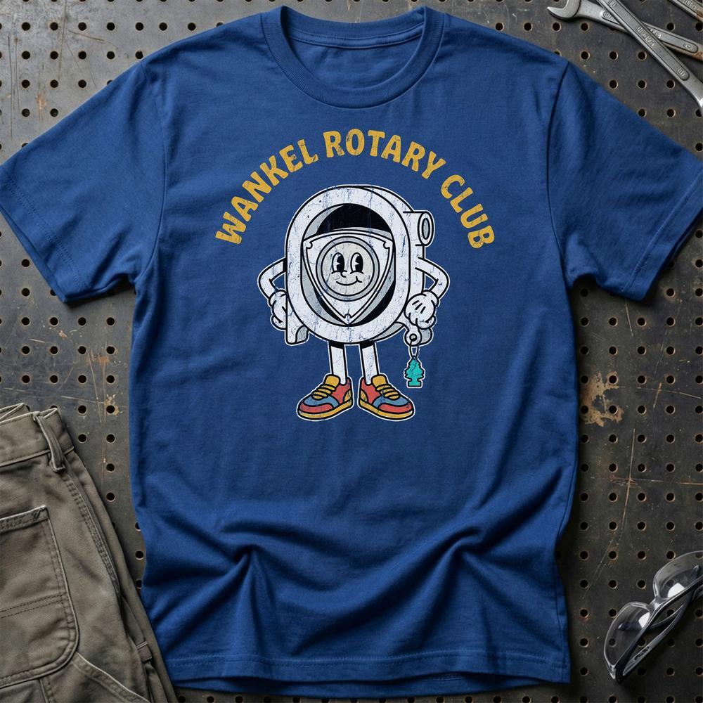 Wankel Rotary Club - Oldschool Mascot Rotary Engine T-Shirt-Beklædning-Garage Culture-Blå Royal-S-Garage Culture Shop- garage - man cave - merchandise