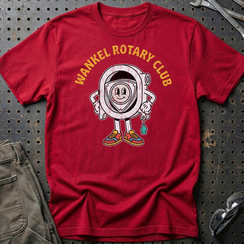 Wankel Rotary Club - Oldschool Mascot Rotary Engine T-Shirt-Beklædning-Garage Culture-Rød-S-Garage Culture Shop- garage - man cave - merchandise