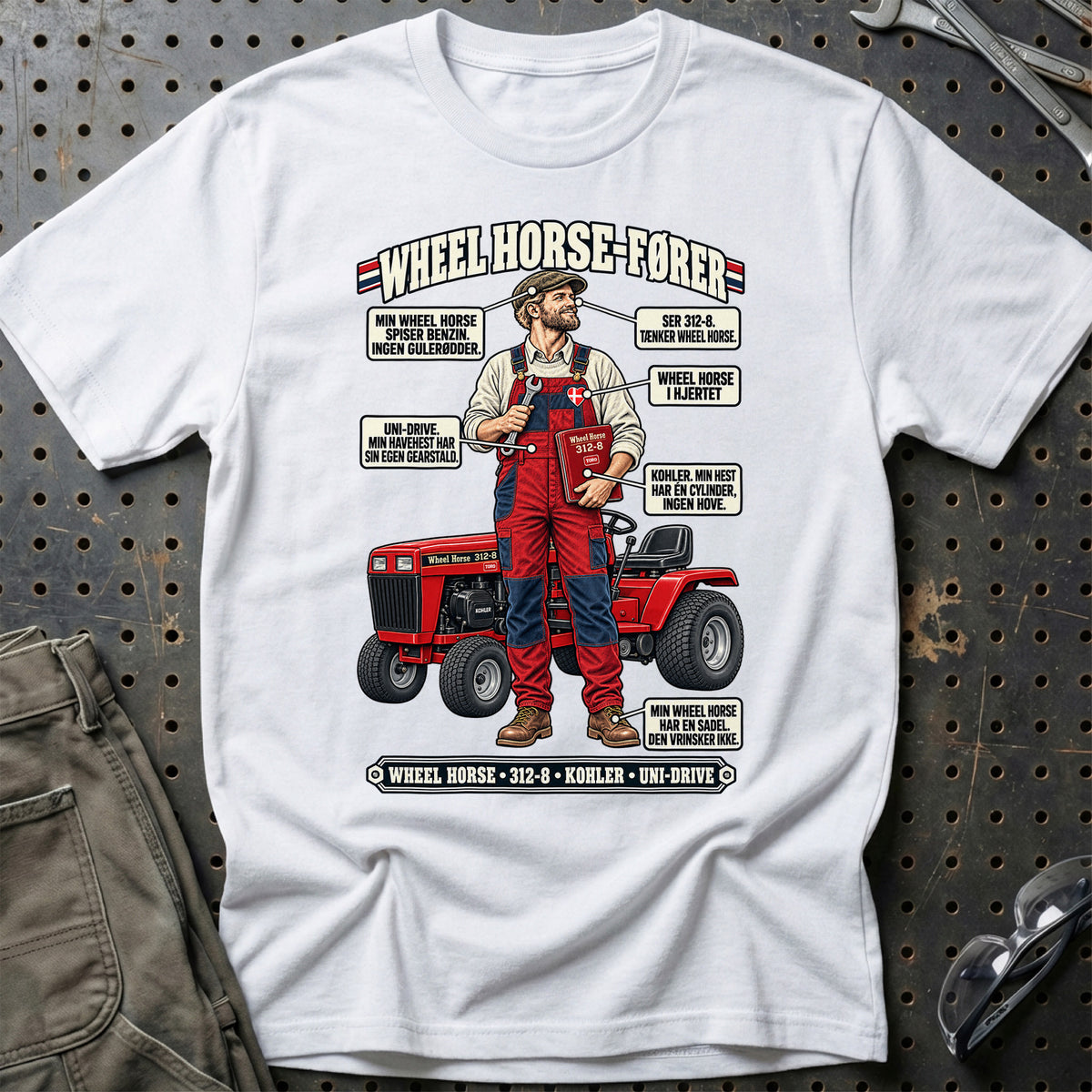 
Wheel Horse-Fører T-Shirt – Hvid