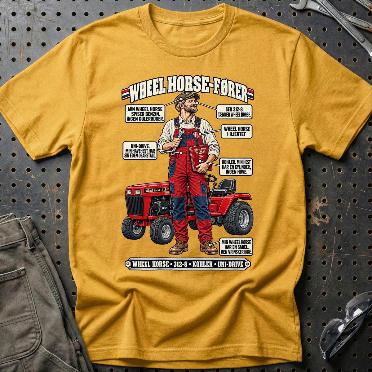 
Wheel Horse-Fører T-Shirt – Guld