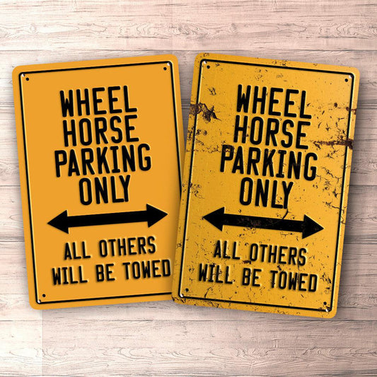 Wheel Horse Parking Only Skilte, Musemåtte, Dørmåtte-Parking skilte-Wheel Horse-Garage Culture Shop- garage - man cave - merchandise