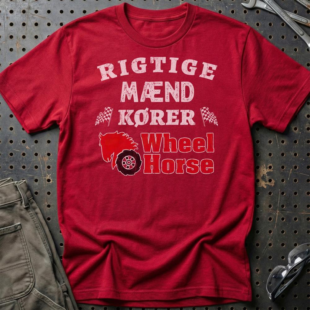 Wheel Horse Rigtige Mænd Kører - Unisex T-Shirt , Bomuld-Beklædning-Wheel Horse-Rød-S-Garage Culture Shop- garage - man cave - merchandise