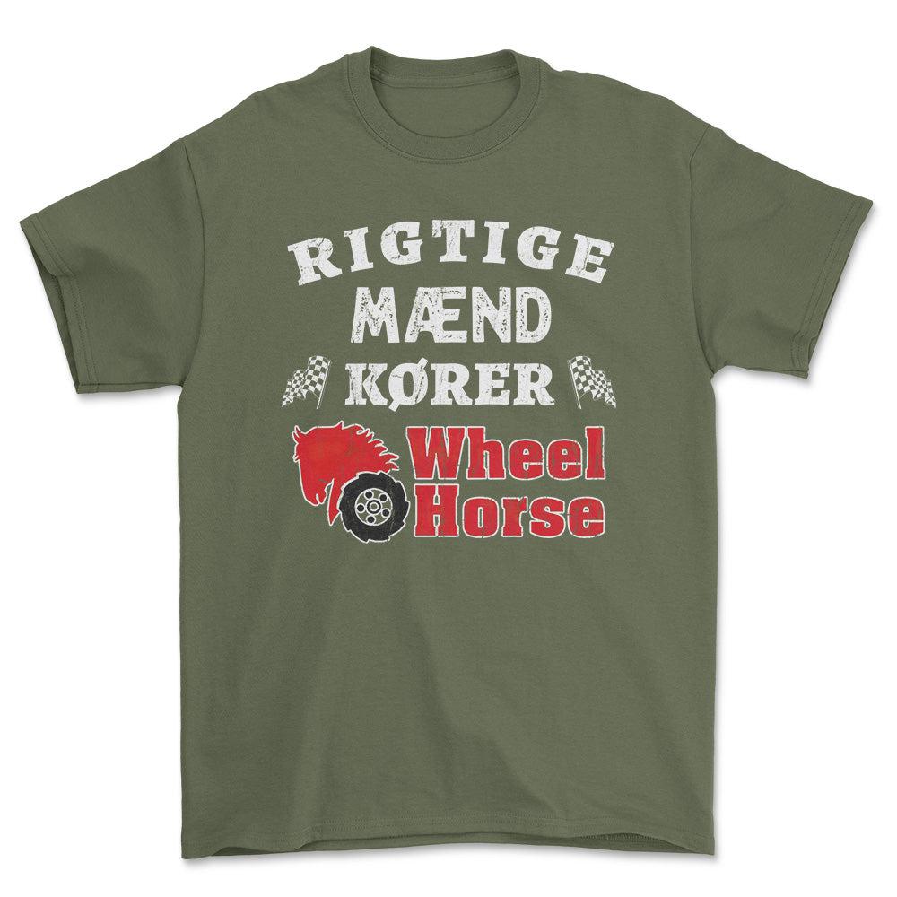Wheel Horse Rigtige Mænd Kører - Unisex T-Shirt , Bomuld-Beklædning-Wheel Horse-Grøn Militær-S-Forside-Garage Culture Shop- garage - man cave - merchandise