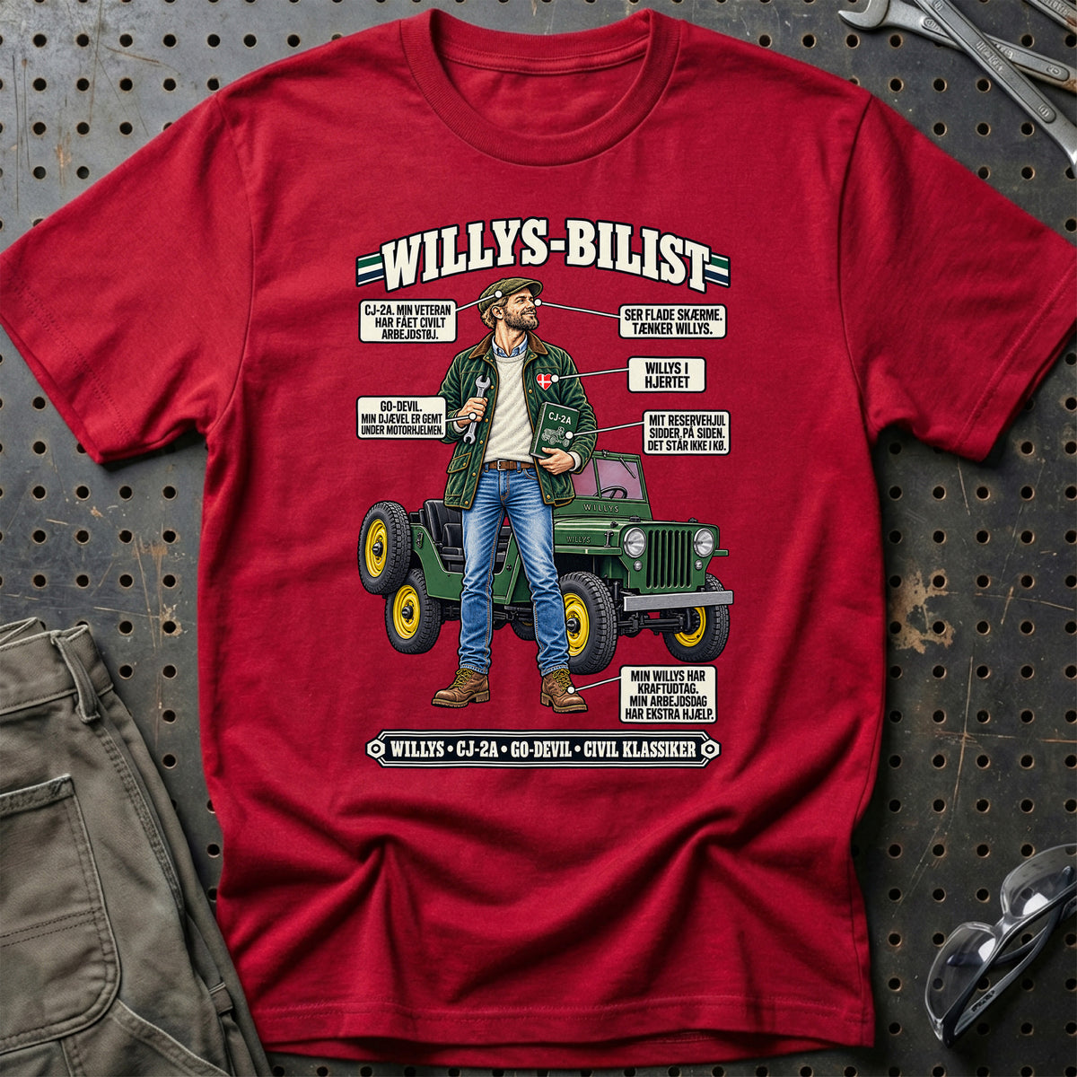 
Willys-Bilist T-Shirt – Rød