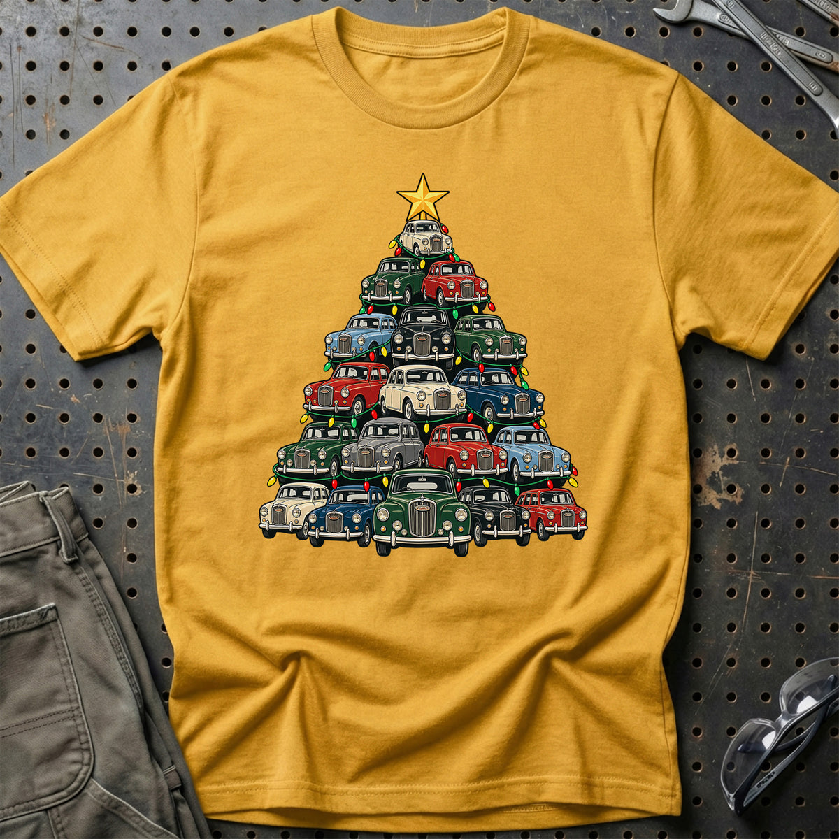 
Wolseley Juletræ Christmas Tree Unisex T-Shirt – Guld – print foran