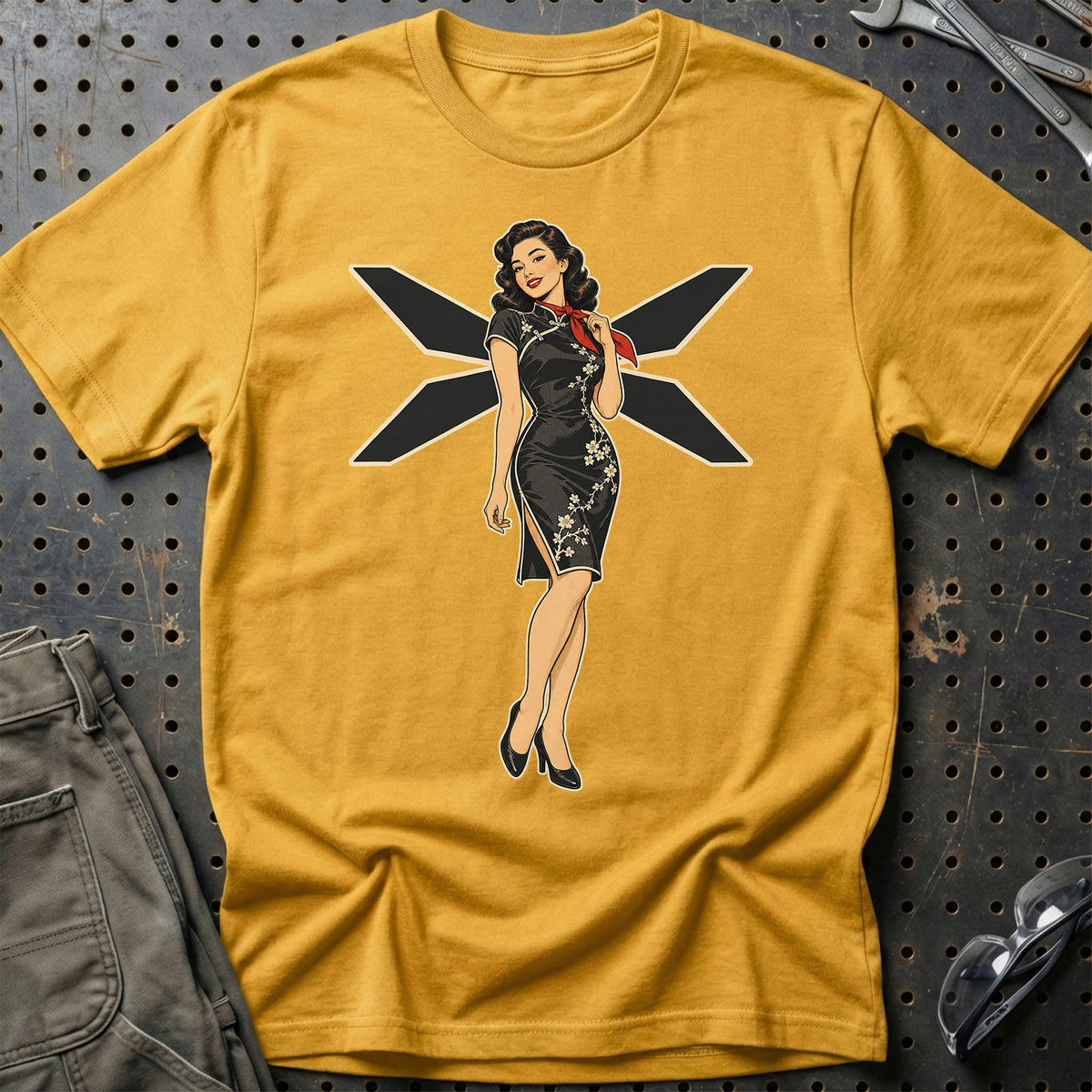 XPeng Retro Pinup T-Shirt-Beklædning-XPeng-Guld-S-Garage Culture Shop- garage - man cave - merchandise