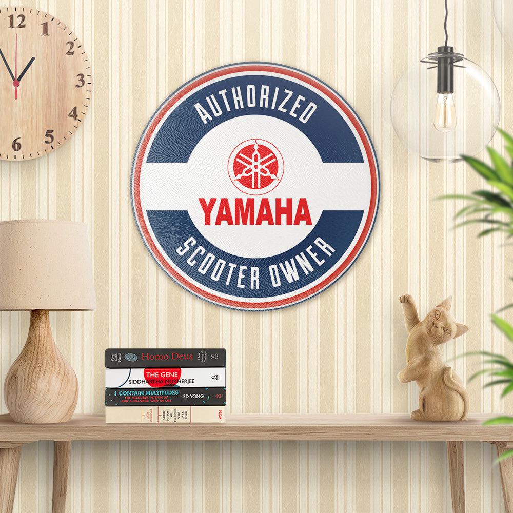 Yamaha Authorized Scooter Owner, Runde Skilte , Musemåtte Rundt , Kop Underlag, Underlagssæt-Runde Skilte-Yamaha-Garage Culture Shop- garage - man cave - merchandise