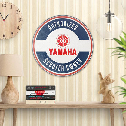 Yamaha Authorized Scooter Owner, Runde Skilte , Musemåtte Rundt , Kop Underlag, Underlagssæt-Runde Skilte-Yamaha-Garage Culture Shop- garage - man cave - merchandise