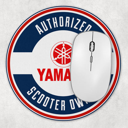 Yamaha Authorized Scooter Owner, Runde Skilte , Musemåtte Rundt , Kop Underlag, Underlagssæt-Runde Skilte-Yamaha-Garage Culture Shop- garage - man cave - merchandise