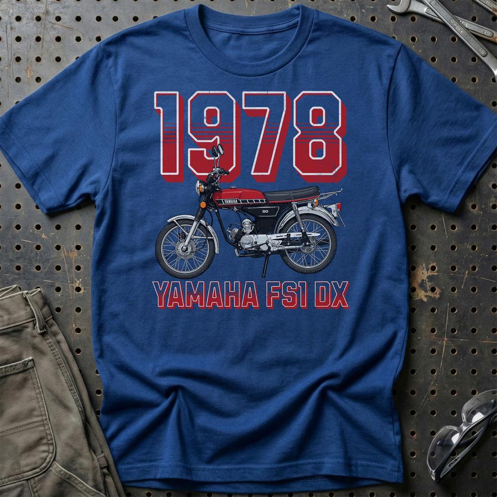 Yamaha FS1 DX 1978 - Unisex T-Shirt-Beklædning-Yamaha-Blå Royal-S-Garage Culture Shop- garage - man cave - merchandise