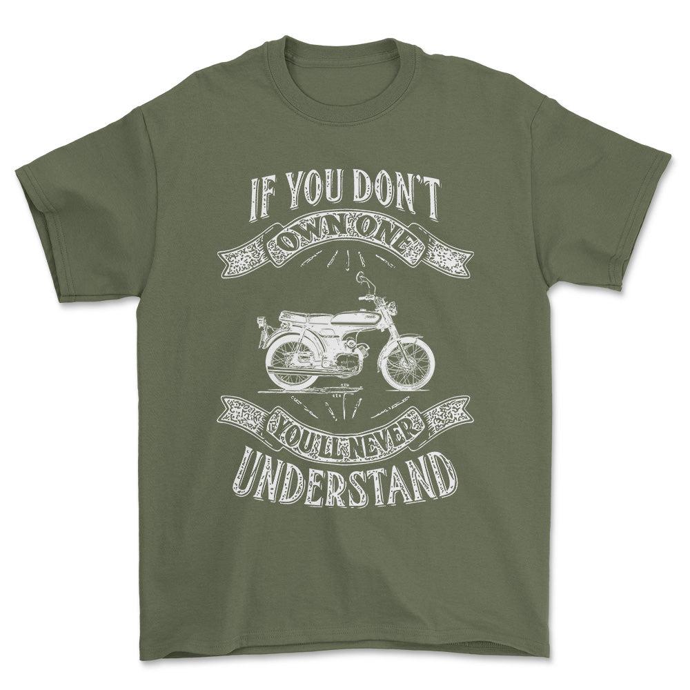 Yamaha Fs1 If You Dont Own One Yamaha Fs1 Youll Never Understand Unisex T-Shirt , Bomuld-Beklædning-Yamaha-Grøn Militær-S-Forside-Garage Culture Shop- garage - man cave - merchandise