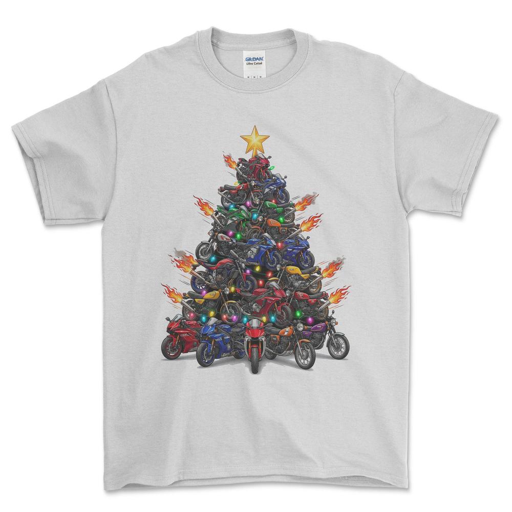 Yamaha Juletræ Christmas Tree - Unisex T-Shirt-Beklædning-Yamaha-Hvid-S-Forside-Garage Culture Shop- garage - man cave - merchandise