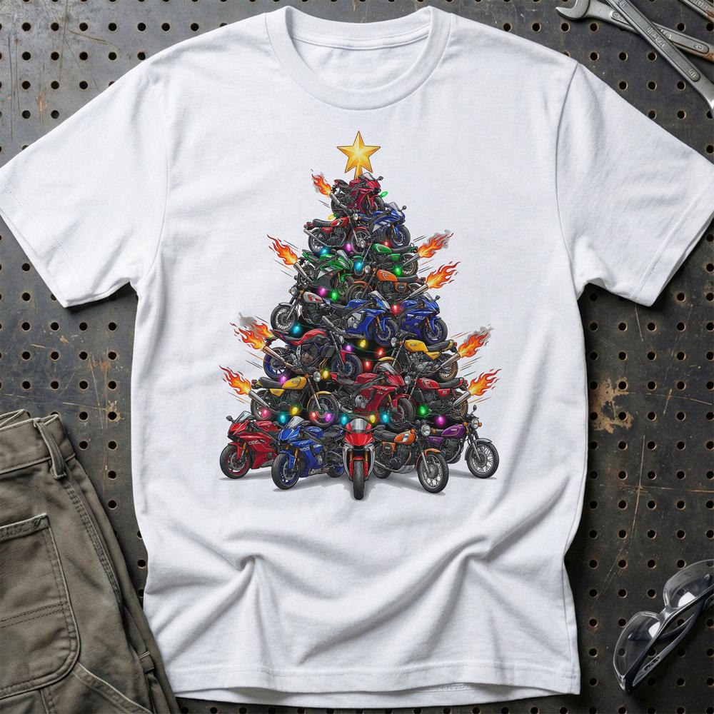 Yamaha Juletræ Christmas Tree - Unisex T-Shirt-Beklædning-Yamaha-Hvid-S-Garage Culture Shop- garage - man cave - merchandise