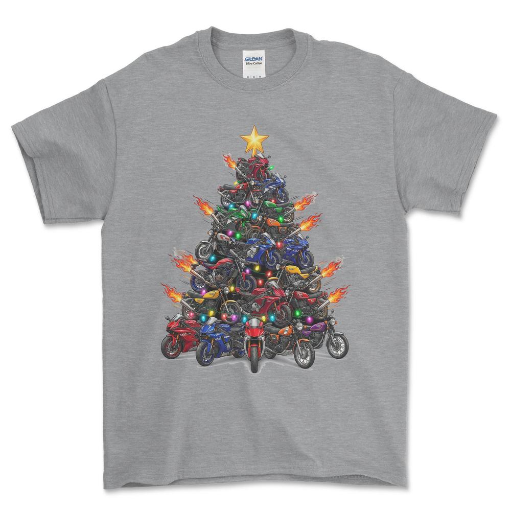 Yamaha Juletræ Christmas Tree - Unisex T-Shirt-Beklædning-Yamaha-Grå Sport-S-Forside-Garage Culture Shop- garage - man cave - merchandise