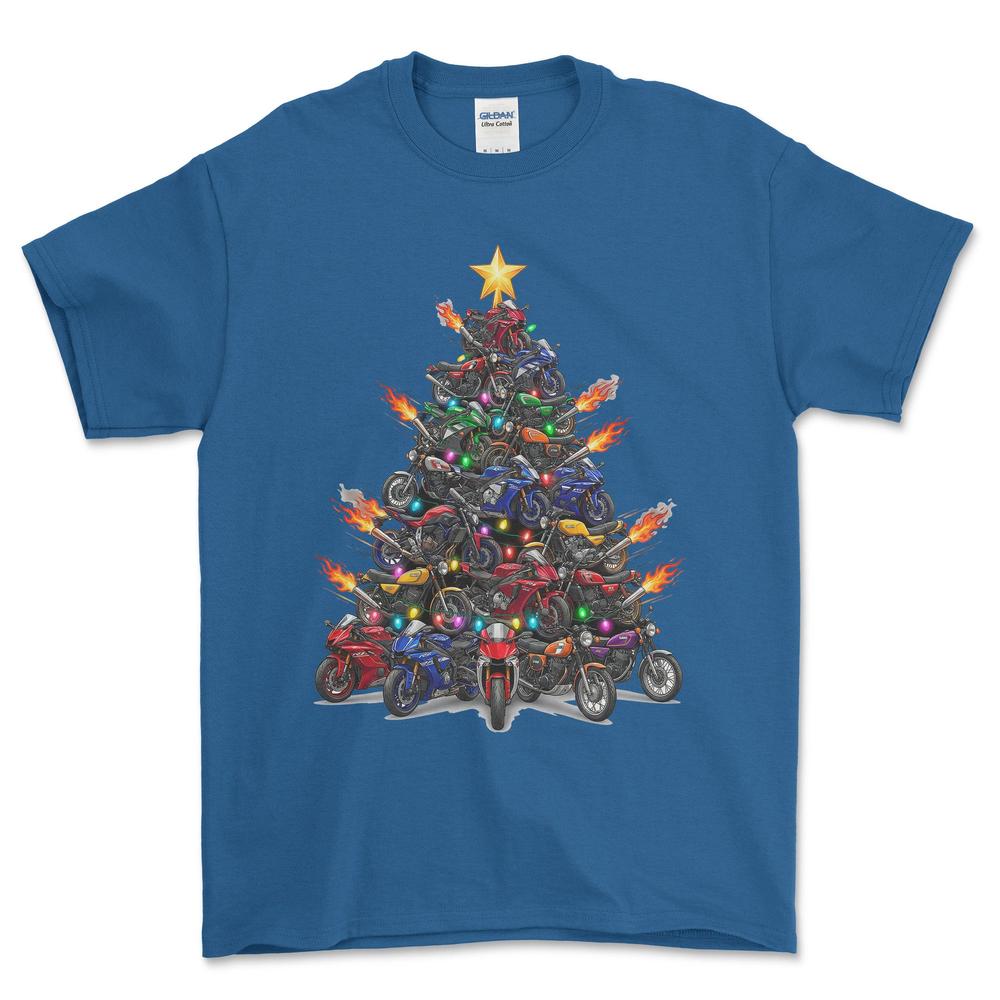 Yamaha Juletræ Christmas Tree - Unisex T-Shirt-Beklædning-Yamaha-Blå Royal-S-Forside-Garage Culture Shop- garage - man cave - merchandise