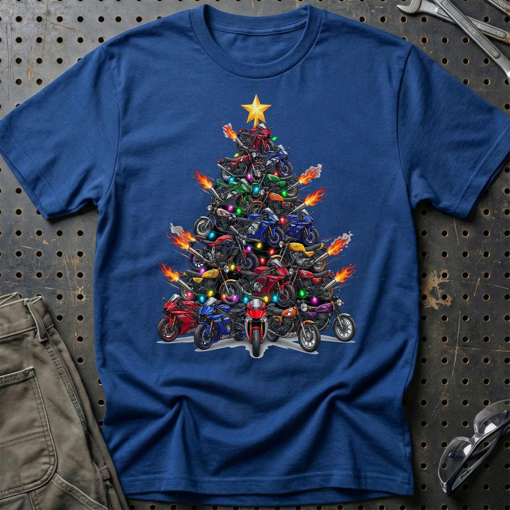 Yamaha Juletræ Christmas Tree - Unisex T-Shirt-Beklædning-Yamaha-Blå Royal-S-Garage Culture Shop- garage - man cave - merchandise