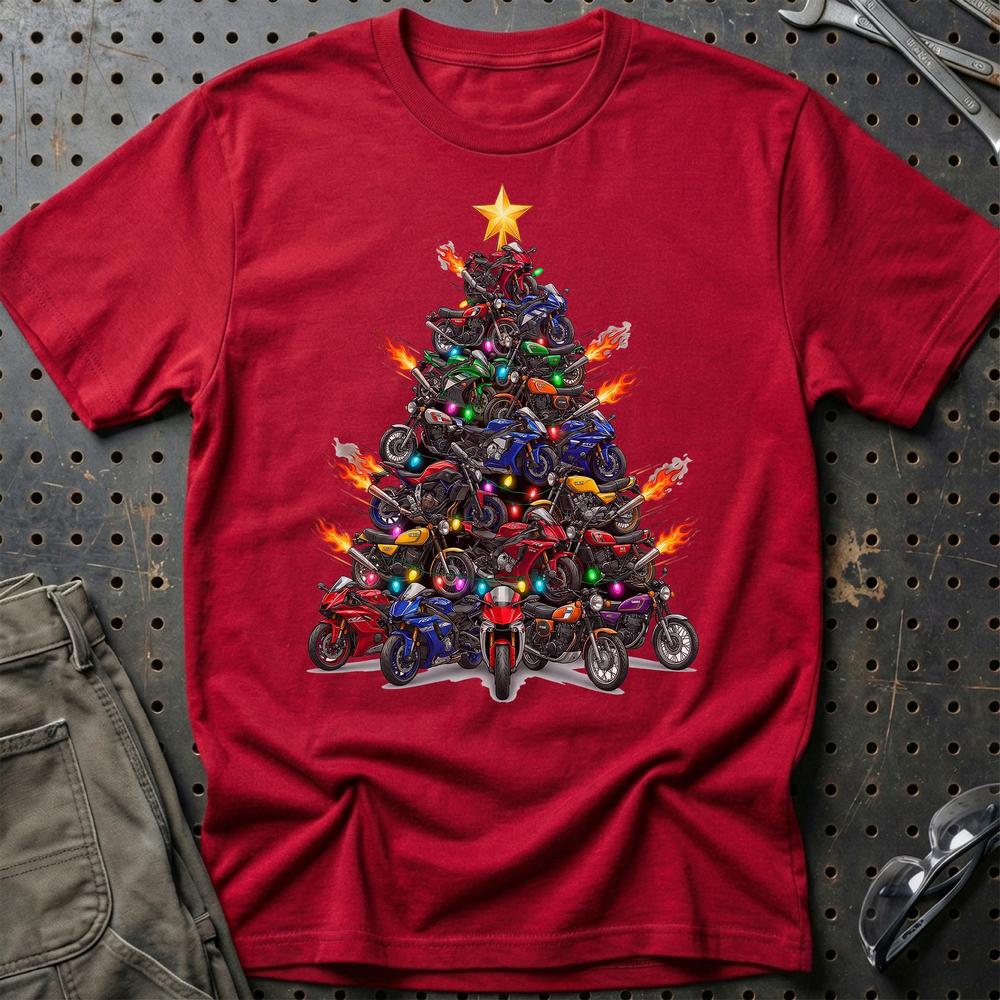 Yamaha Juletræ Christmas Tree - Unisex T-Shirt-Beklædning-Yamaha-Rød-S-Garage Culture Shop- garage - man cave - merchandise