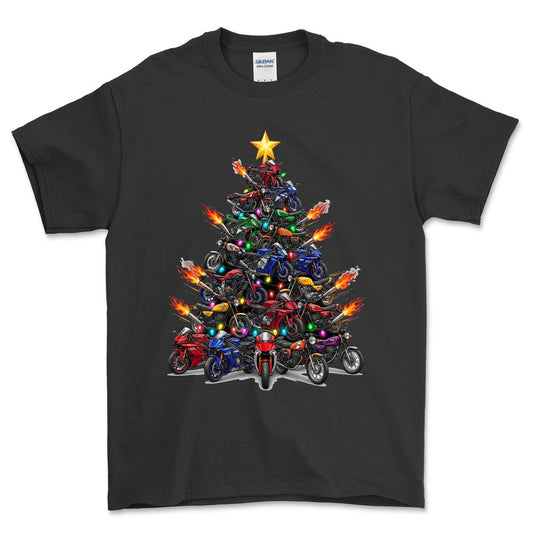 Yamaha Juletræ Christmas Tree - Unisex T-Shirt-Beklædning-Yamaha-Sort-S-Forside-Garage Culture Shop- garage - man cave - merchandise