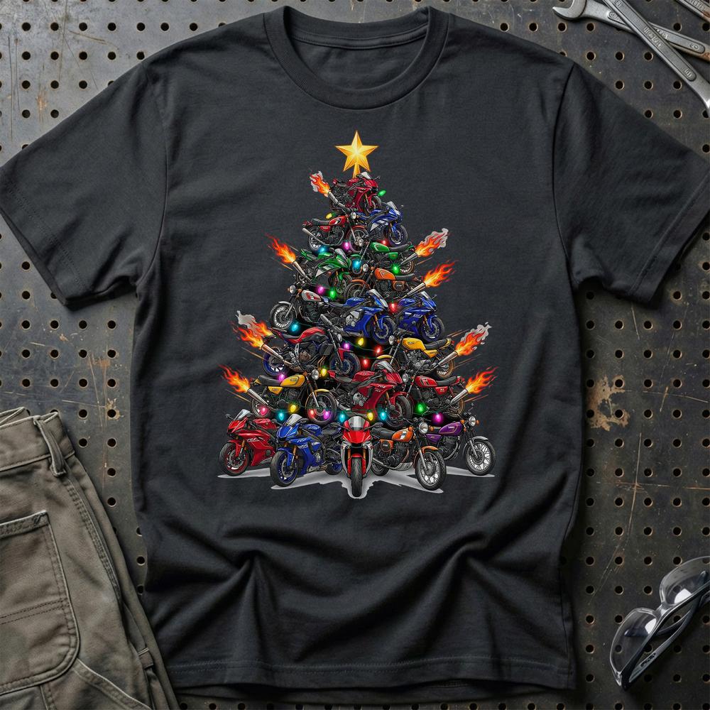 Yamaha Juletræ Christmas Tree - Unisex T-Shirt-Beklædning-Yamaha-Sort-S-Garage Culture Shop- garage - man cave - merchandise