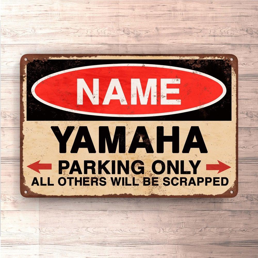 Yamaha - Parking Only - Skilte, Musemåtte, Dørmåtte-Skilte-Yamaha-Garage Culture Shop- garage - man cave - merchandise