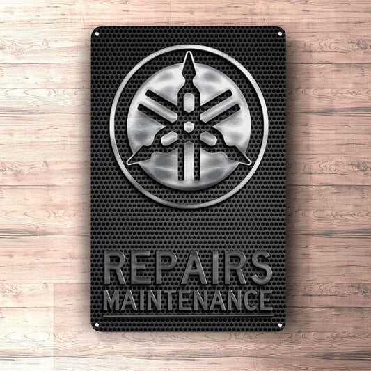Yamaha Repairs Maintenance Skilte, Musemåtte, Dørmåtte , Plakat-Skilte-Yamaha-Garage Culture Shop- garage - man cave - merchandise