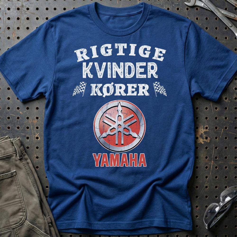 Yamaha Rigtige Kvinder Kører - Unisex T-Shirt , Bomuld-Beklædning-Yamaha-Blå Royal-S-Garage Culture Shop- garage - man cave - merchandise