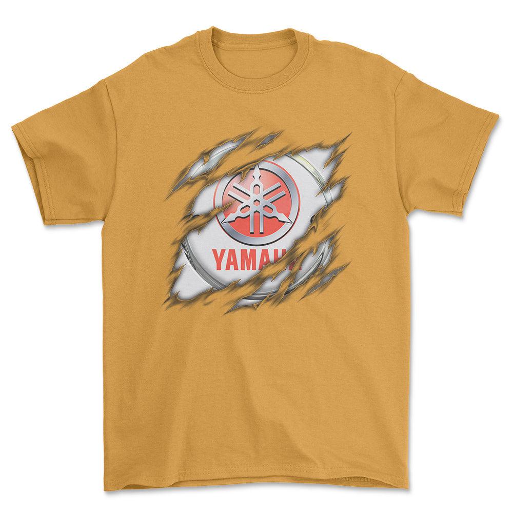 Yamaha Ripped Unisex T-Shirt , Bomuld-Beklædning-Yamaha-Guld-S-Forside-Garage Culture Shop- garage - man cave - merchandise