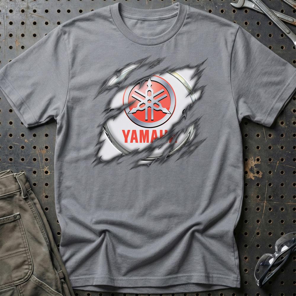 Yamaha Ripped Unisex T-Shirt , Bomuld-Beklædning-Yamaha-Grå Sport-S-Garage Culture Shop- garage - man cave - merchandise