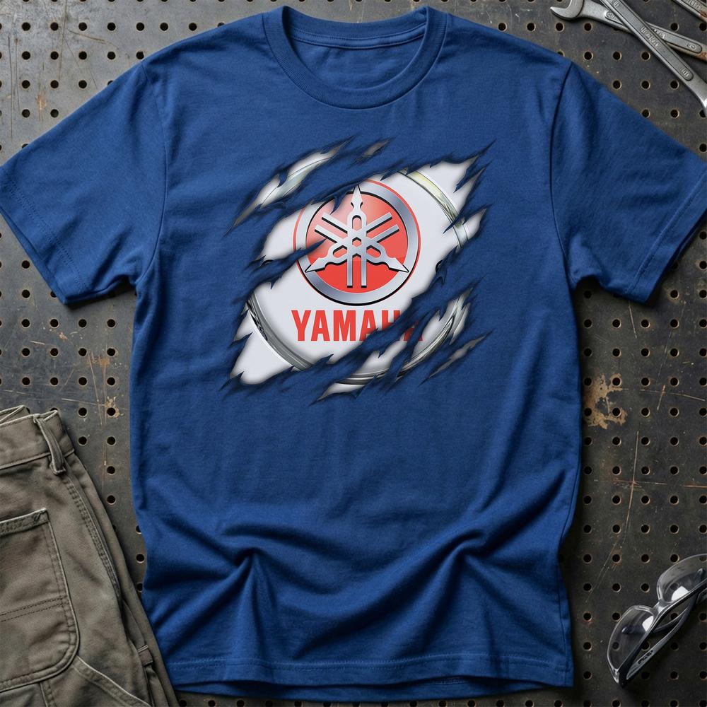 Yamaha Ripped Unisex T-Shirt , Bomuld-Beklædning-Yamaha-Blå Royal-S-Garage Culture Shop- garage - man cave - merchandise