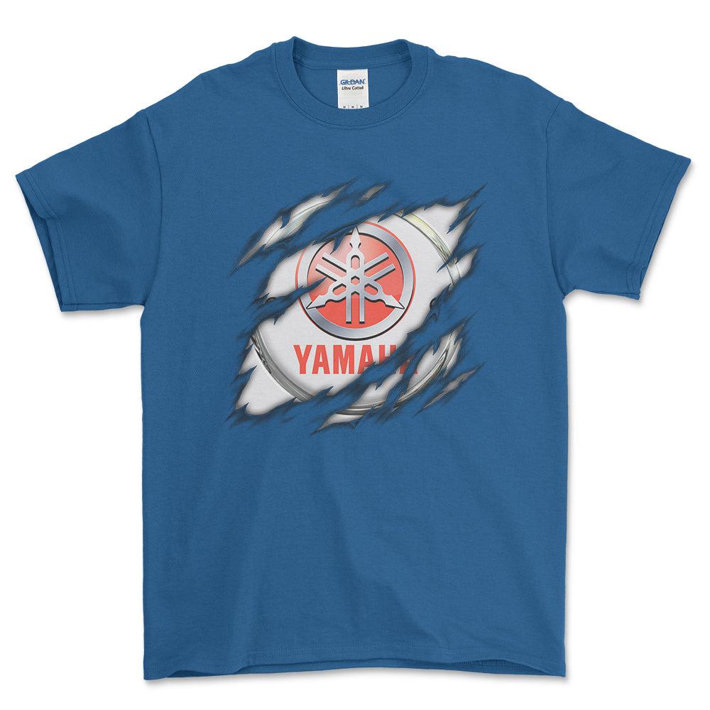 Yamaha Ripped Unisex T-Shirt , Bomuld-Beklædning-Yamaha-Blå Royal-S-Forside-Garage Culture Shop- garage - man cave - merchandise