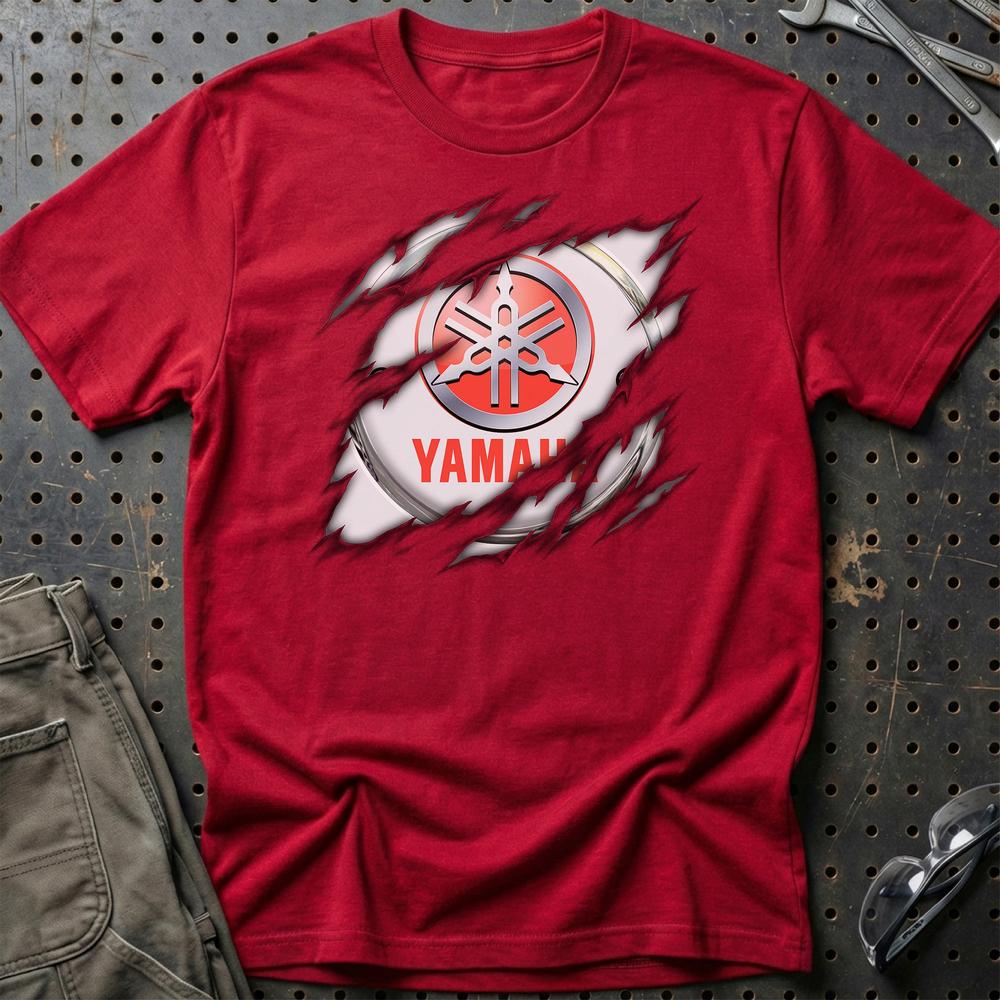 Yamaha Ripped Unisex T-Shirt , Bomuld-Beklædning-Yamaha-Rød-S-Garage Culture Shop- garage - man cave - merchandise