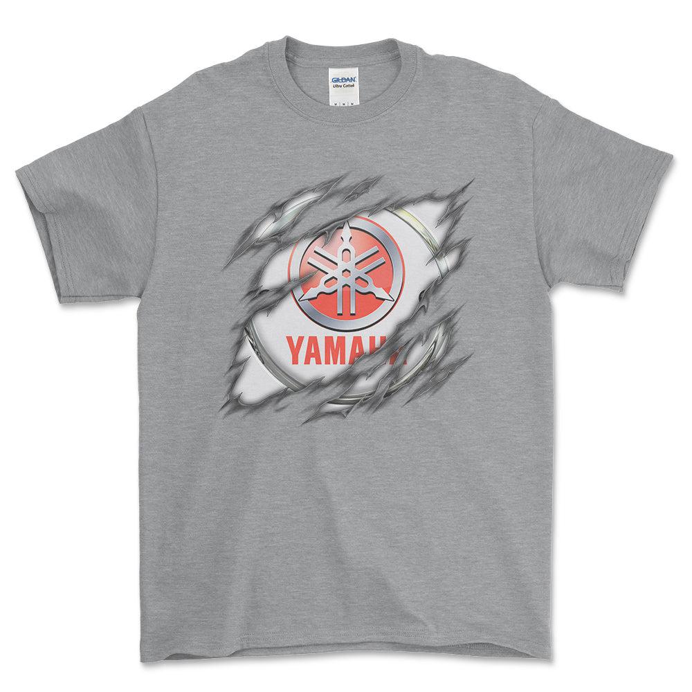 Yamaha Ripped Unisex T-Shirt , Bomuld-Beklædning-Yamaha-Grå Sport-S-Forside-Garage Culture Shop- garage - man cave - merchandise