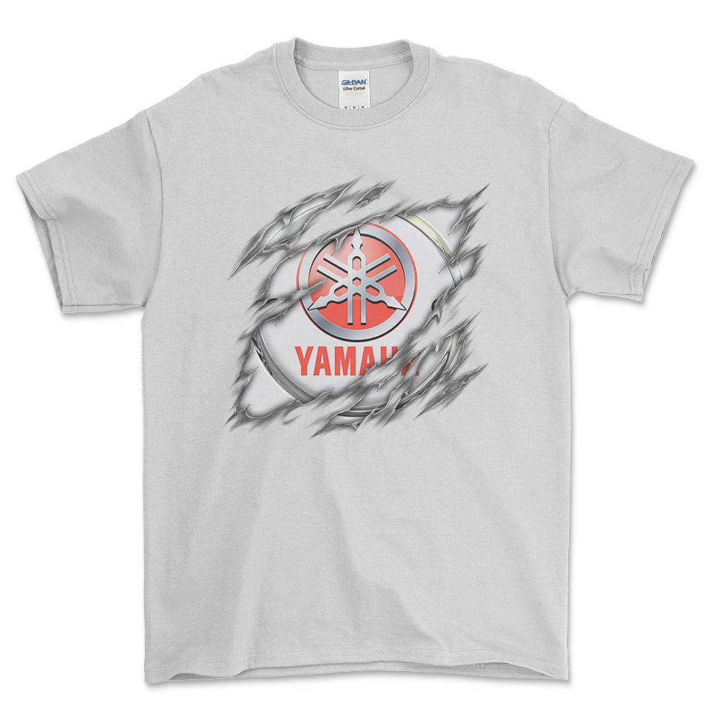 Yamaha Ripped Unisex T-Shirt , Bomuld-Beklædning-Yamaha-Hvid-S-Forside-Garage Culture Shop- garage - man cave - merchandise