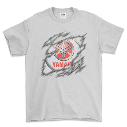 Yamaha Ripped Unisex T-Shirt , Bomuld-Beklædning-Yamaha-Hvid-S-Forside-Garage Culture Shop- garage - man cave - merchandise