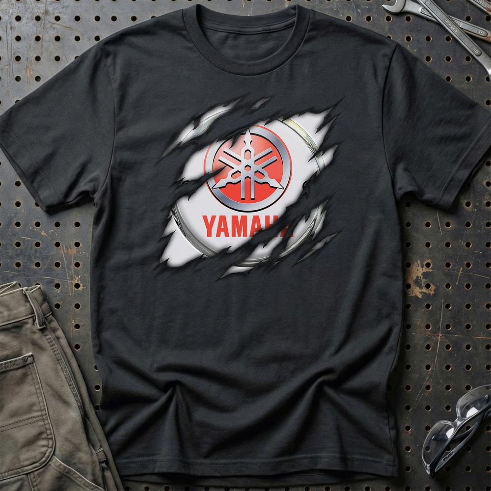 Yamaha Ripped Unisex T-Shirt , Bomuld-Beklædning-Yamaha-Sort-S-Garage Culture Shop- garage - man cave - merchandise
