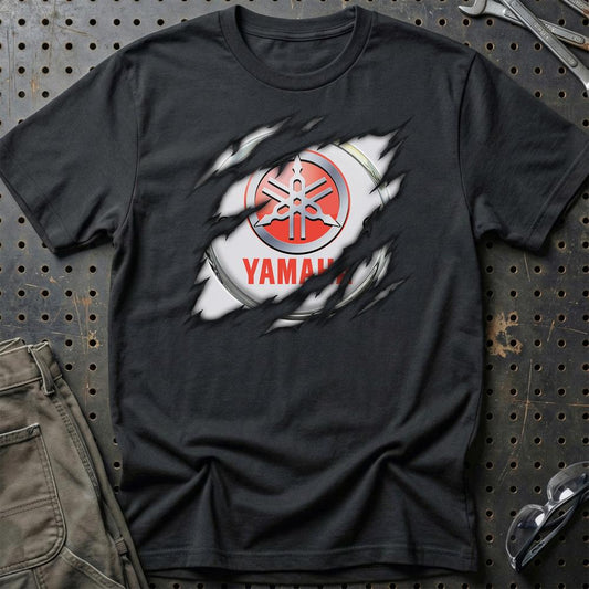 Yamaha Ripped Unisex T-Shirt , Bomuld-Beklædning-Yamaha-Sort-S-Garage Culture Shop- garage - man cave - merchandise