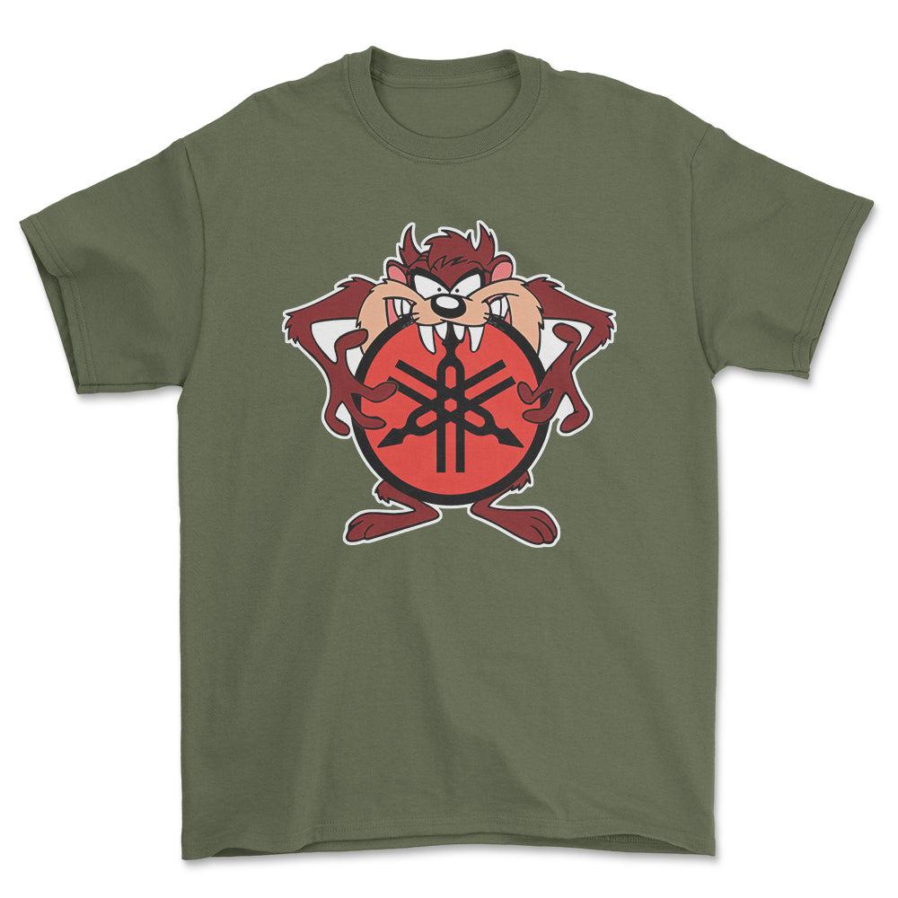 Yamaha TAZ Unisex T-Shirt , Bomuld-Beklædning-Yamaha-Grøn Militær-S-Forside-Garage Culture Shop- garage - man cave - merchandise