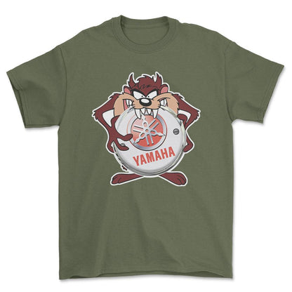 Yamaha TAZ Unisex T-Shirt , Bomuld-Beklædning-Yamaha-Grøn Militær-S-Forside-Garage Culture Shop- garage - man cave - merchandise