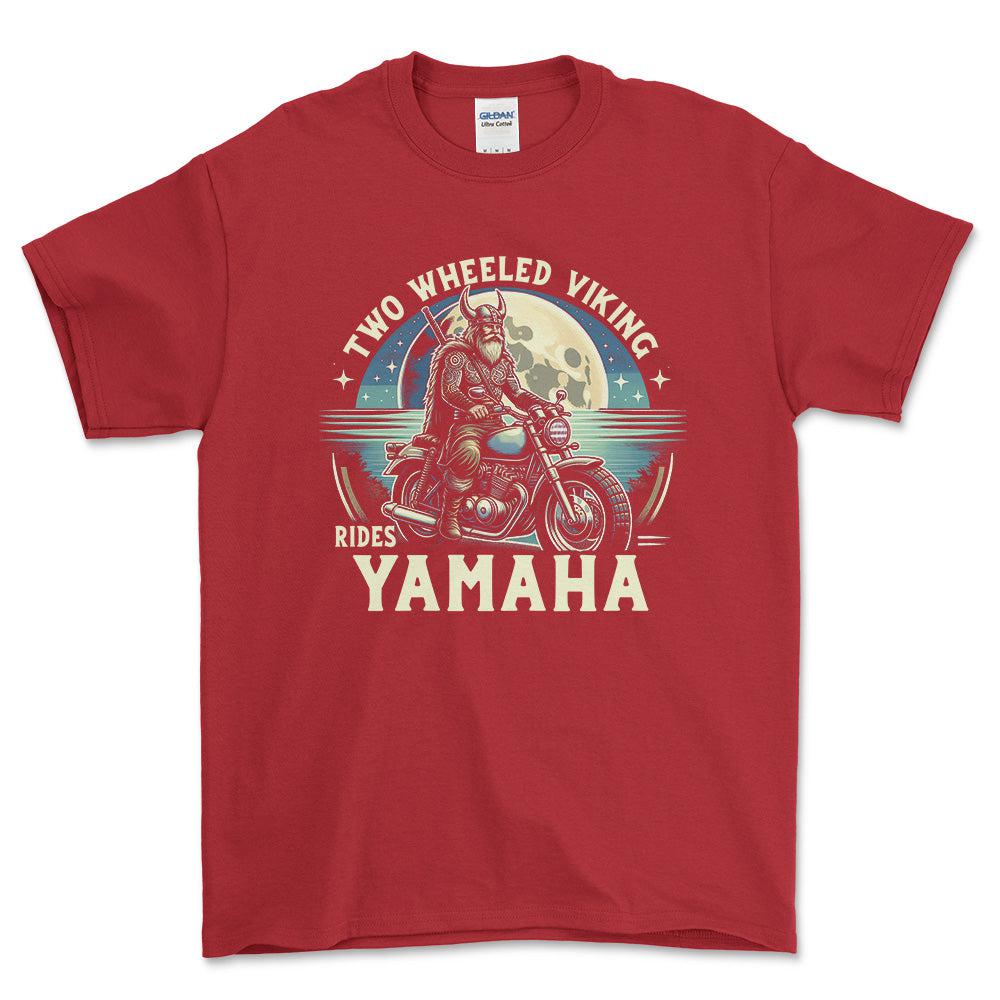 Yamaha Two Wheeled Viking Rides Yamaha - Unisex T-Shirt , Bomuld-Beklædning-Yamaha-Rød-S-Forside-Garage Culture Shop- garage - man cave - merchandise