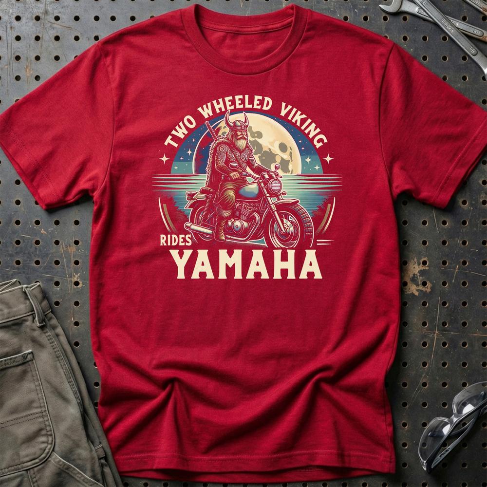 Yamaha Two Wheeled Viking Rides Yamaha - Unisex T-Shirt , Bomuld-Beklædning-Yamaha-Rød-S-Garage Culture Shop- garage - man cave - merchandise