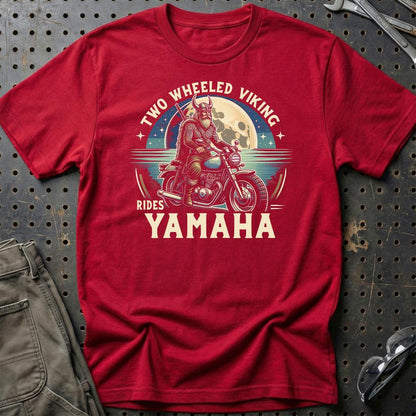 Yamaha Two Wheeled Viking Rides Yamaha - Unisex T-Shirt , Bomuld-Beklædning-Yamaha-Rød-S-Garage Culture Shop- garage - man cave - merchandise