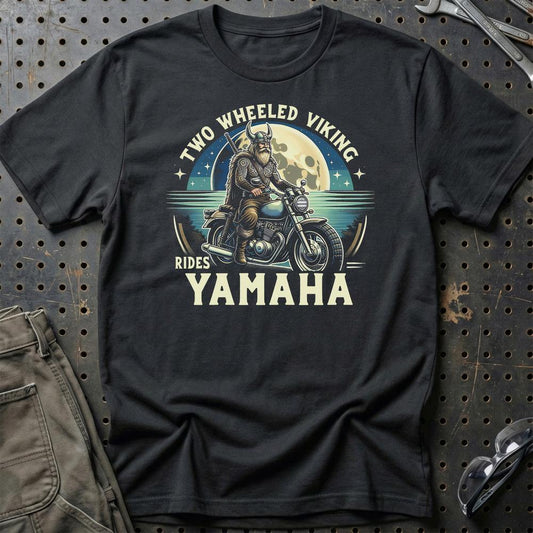 Yamaha Two Wheeled Viking Rides Yamaha - Unisex T-Shirt , Bomuld-Beklædning-Yamaha-Sort-S-Garage Culture Shop- garage - man cave - merchandise