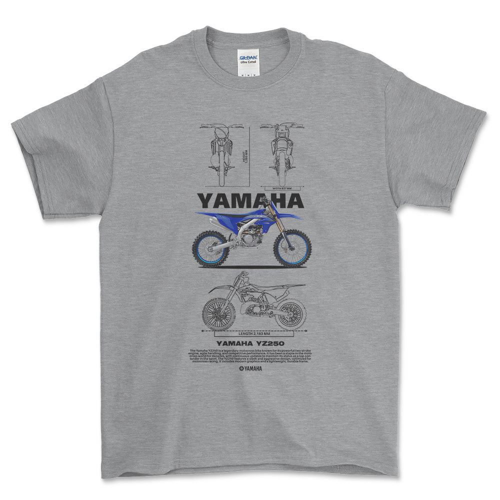 Yamaha YZ250 - Unisex T-Shirt , Bomuld-Beklædning-Yamaha-Grå Sport-S-Forside-Garage Culture Shop- garage - man cave - merchandise