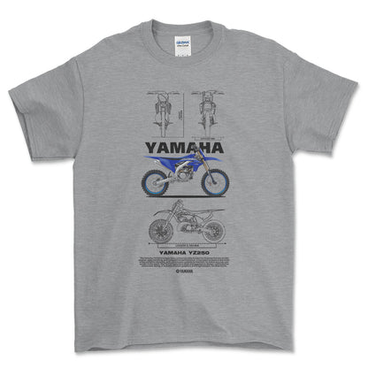 Yamaha YZ250 - Unisex T-Shirt , Bomuld-Beklædning-Yamaha-Grå Sport-S-Forside-Garage Culture Shop- garage - man cave - merchandise