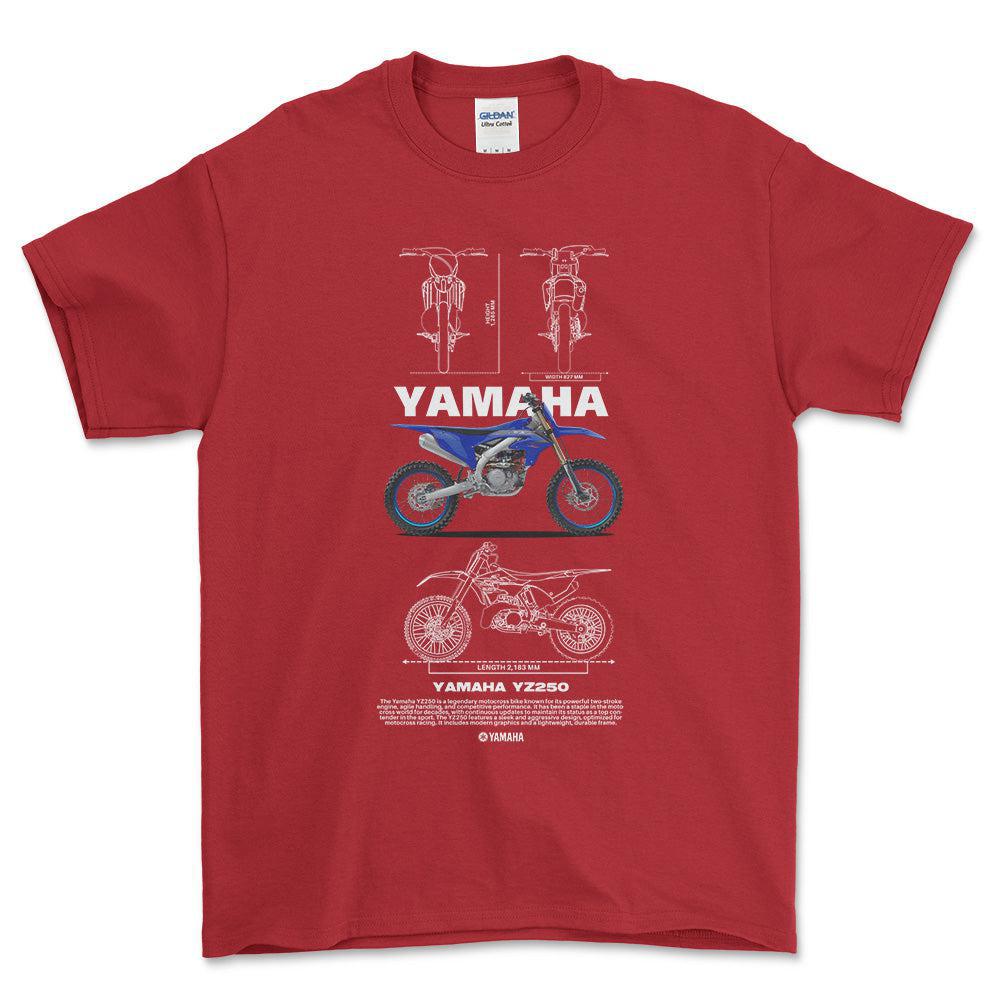 Yamaha YZ250 - Unisex T-Shirt , Bomuld-Beklædning-Yamaha-Rød-S-Forside-Garage Culture Shop- garage - man cave - merchandise