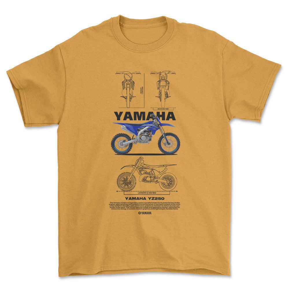 Yamaha YZ250 - Unisex T-Shirt , Bomuld-Beklædning-Yamaha-Guld-S-Forside-Garage Culture Shop- garage - man cave - merchandise